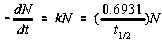 R = lambda N/A = (ln 2)/T N/A